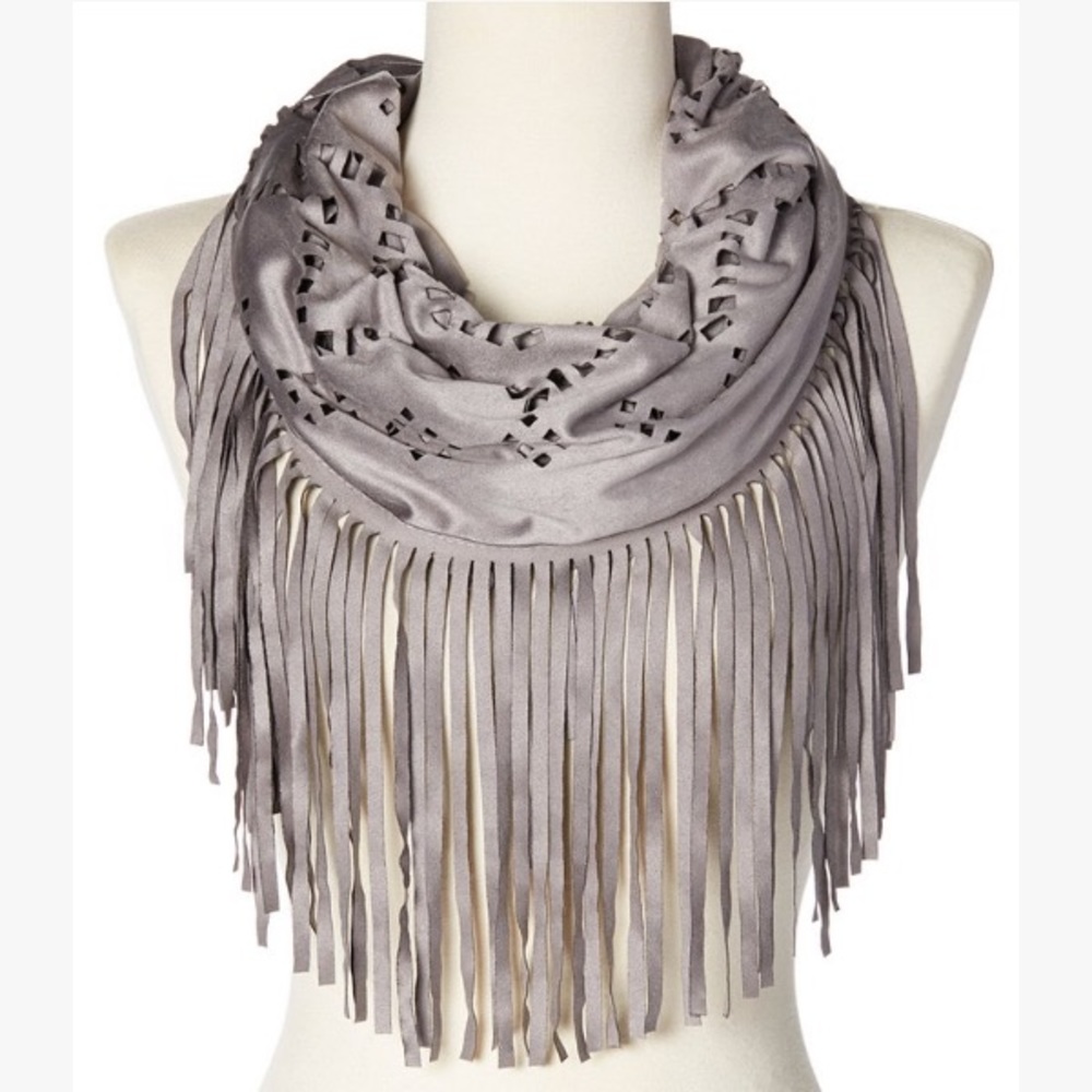 Grey Laser-Cut Infinity Scarf